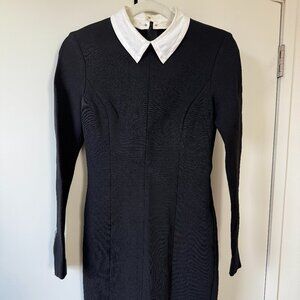 Rag & Bone Black Long Sleeve Sheath Dress with White Collar